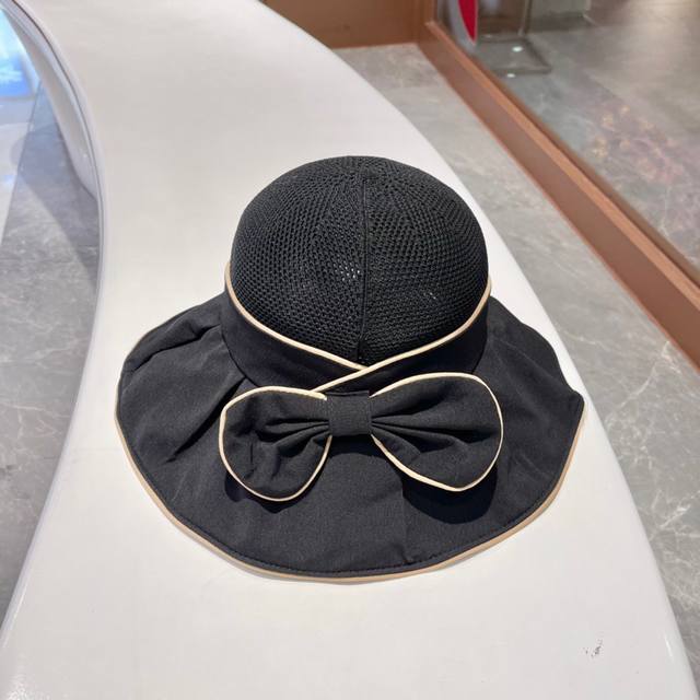 Dior迪奥 23新款遮阳帽 渔夫帽 百褶超强防紫外线遮阳帽 可折叠 黑 米两色 头 7Cm