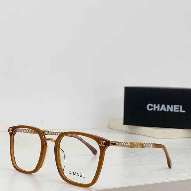 Chane* 新品上架 日常百搭眼镜框 可配镜 经典香家珍珠元素贵气满满 Ch0788 Size 52-22-145 眼镜墨镜太阳镜