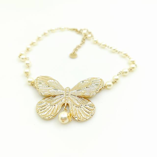 D*Or 最新款蝴蝶珍珠项链 一致zp黄铜材质