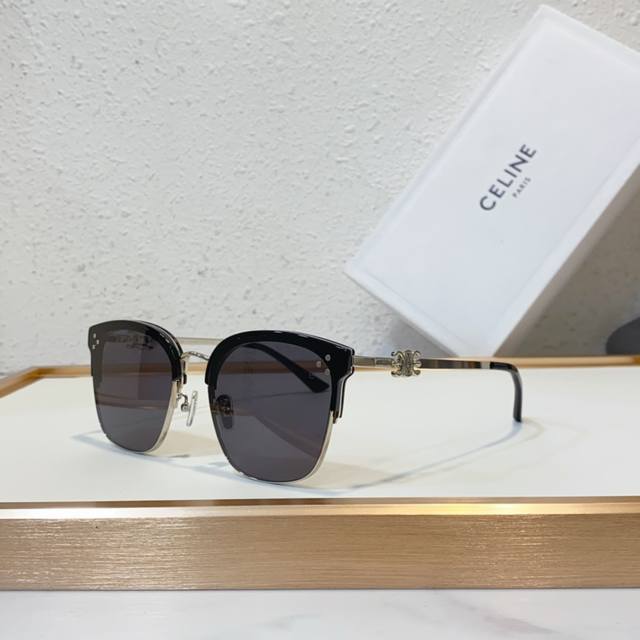 Celine新品 极简框型设计+凯旋门镜腿字母logo 时髦值拉满 型号 Cl4S131 Size 60-16-145.眼镜墨镜太阳镜