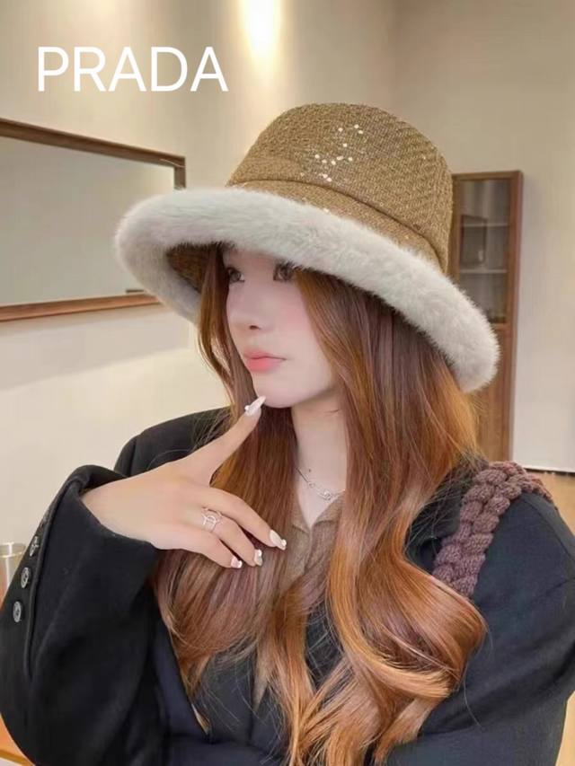 普拉达 Rada23新款高品质亮片渔夫帽高级定制 做工精细 欧美时尚风格 秋冬佩戴款 不入手真的要后悔