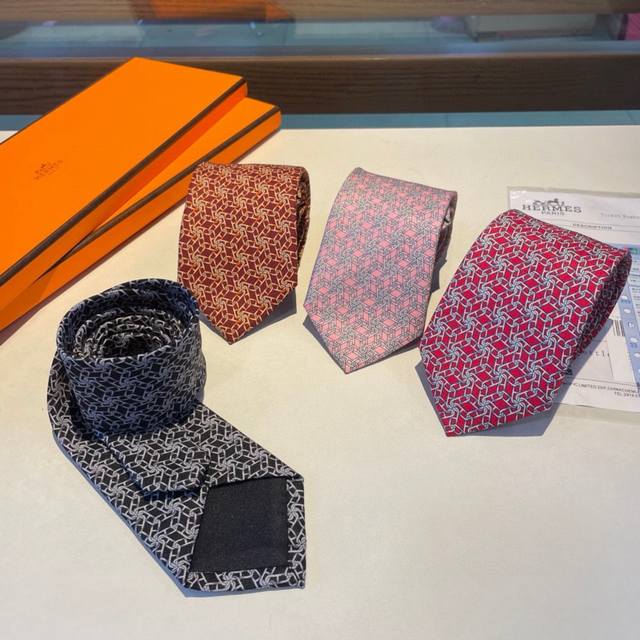 特 配包装 爱马仕h字母男士新款领带系列 让男士可以充分展示自己个性 %顶级斜纹真丝手工定制