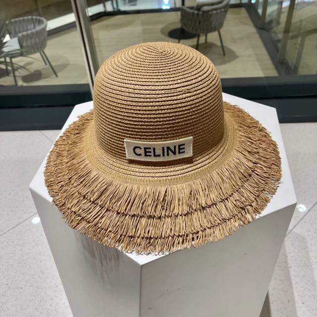 Celine赛琳夏季新款草帽 太阳帽 沙滩遮阳帽帽 女神必备单品 头围57Cm