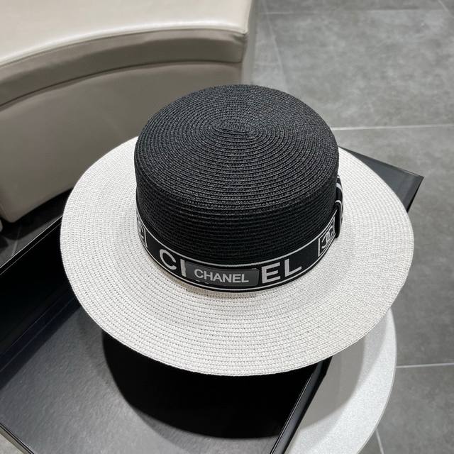 Chanel香奈儿草帽 新款草帽 名媛风 版型好看 黑 白两色 头围57Cm - 点击图像关闭