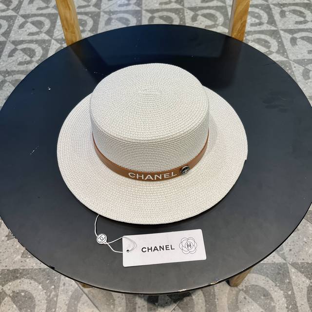 Chanel香奈儿草帽 名媛风平顶帽 高端定制 头围57Cm - 点击图像关闭