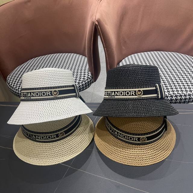 Dior迪奥 2024的新款草编遮阳草帽沙滩风 简约大方 百搭单品 出街首选 新款帽型超美腻 新品上架