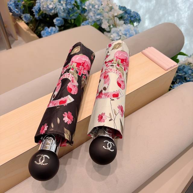 Chanel 香奈儿 三折自动折叠晴雨伞 经典热卖 选用台湾进口uv防紫外线伞布 原单代工级品质2色