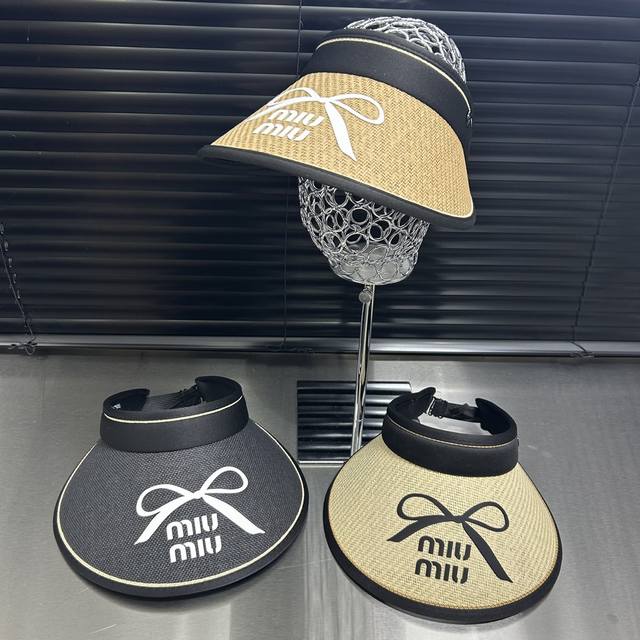配防尘袋 Miumiu缪缪 2024夏季新款小香遮阳帽空顶帽 防紫外线内里设计沙滩日常都能戴的一款