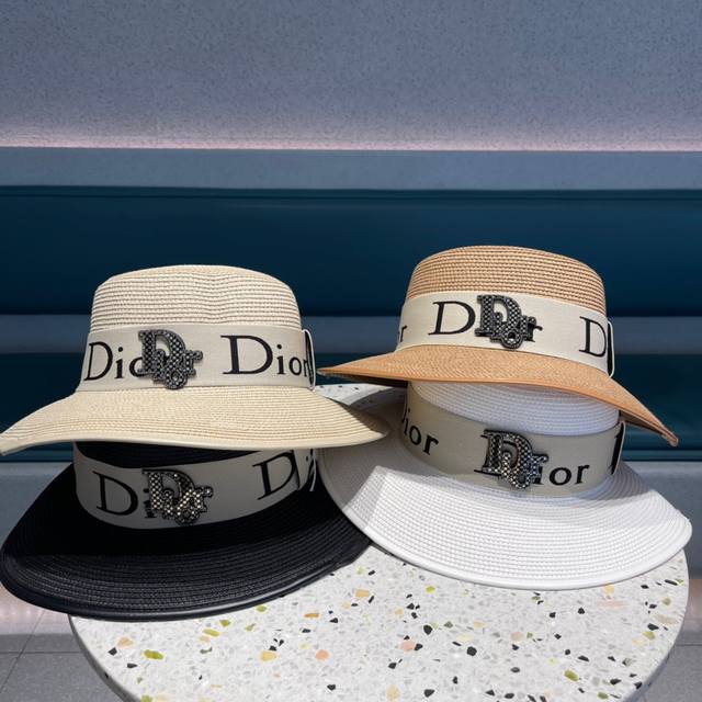 Dior迪奥 2023新款织带草编草帽礼帽细节控 简约大方 百搭单品 出街首选 新款帽型超美腻