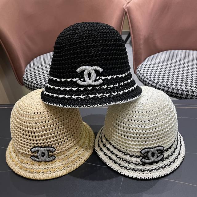 Chanel香奈儿 2024新款镂空小香风小桶帽渔夫帽～简约大气 独特拼接设计 夏季新品～