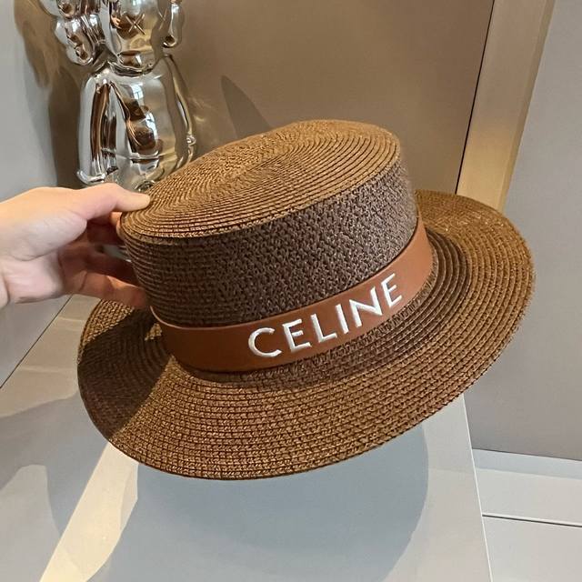Celine赛琳新款平顶礼帽，头围57Cm - 点击图像关闭