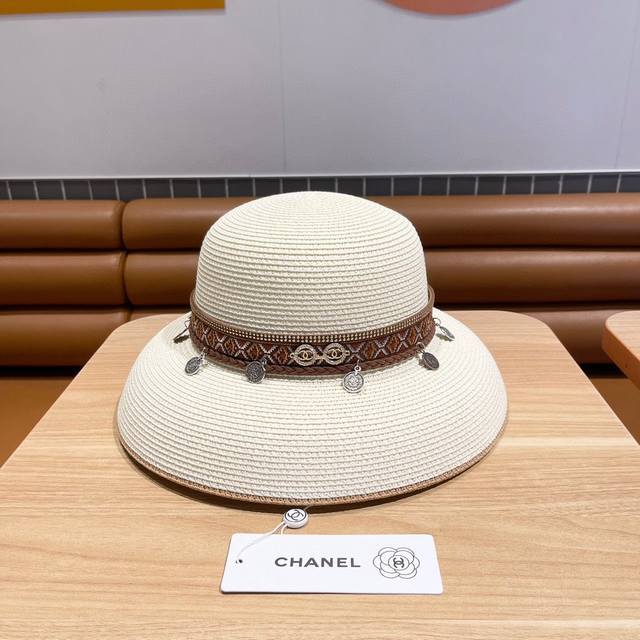 Chanel香奈儿 骑士帽女春夏民族风沙滩出游遮阳复古草帽