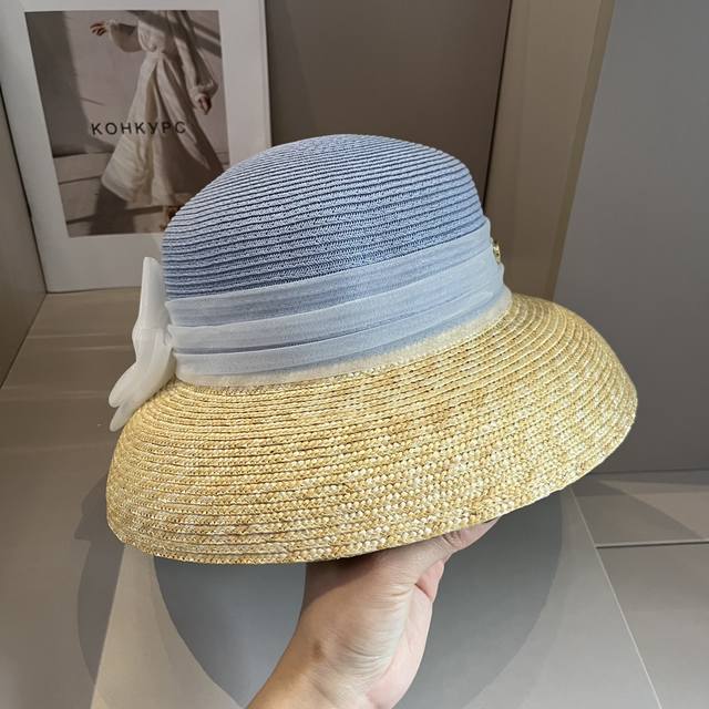 Dior迪奥24新款草帽，麦杆草拼接，头围57Cm，超级名媛气质，