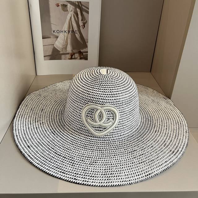 Chanel香奈儿大檐帽，遮阳帽，编织帽
