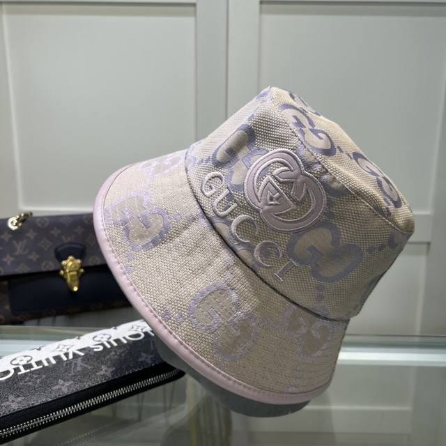 Gucci古奇 2024专柜新款简约刺绣款渔夫帽，很潮！休闲运动款，经典制作，超级好搭衣服！