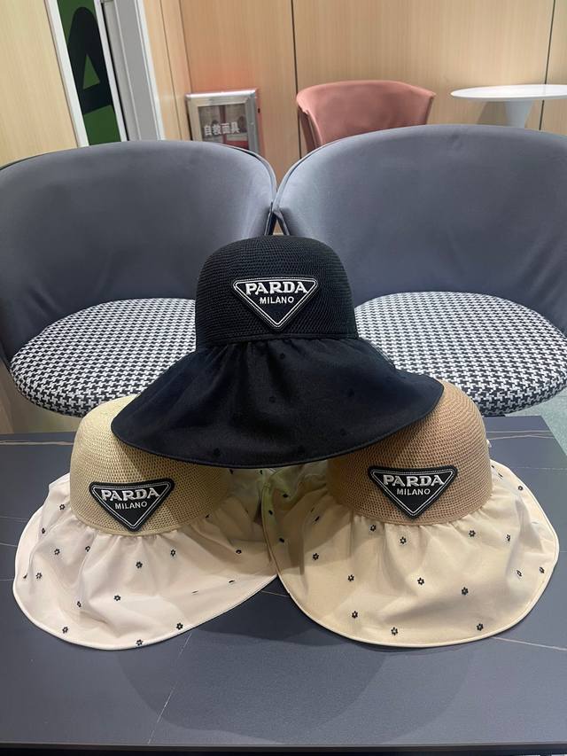 普拉达2024春新款渔夫帽，简约甜美风，帽型很好，大脸型哦！出街必备
