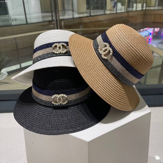 Chanel香奈儿草帽，名媛风遮阳帽，头围57Cm