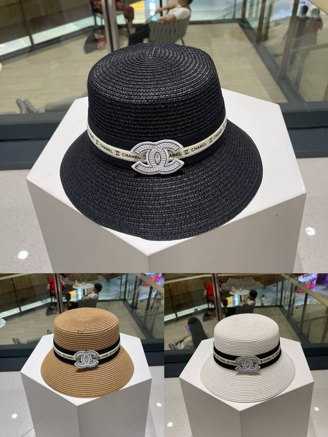 Chanel香奈儿草帽，头围57Cm。
