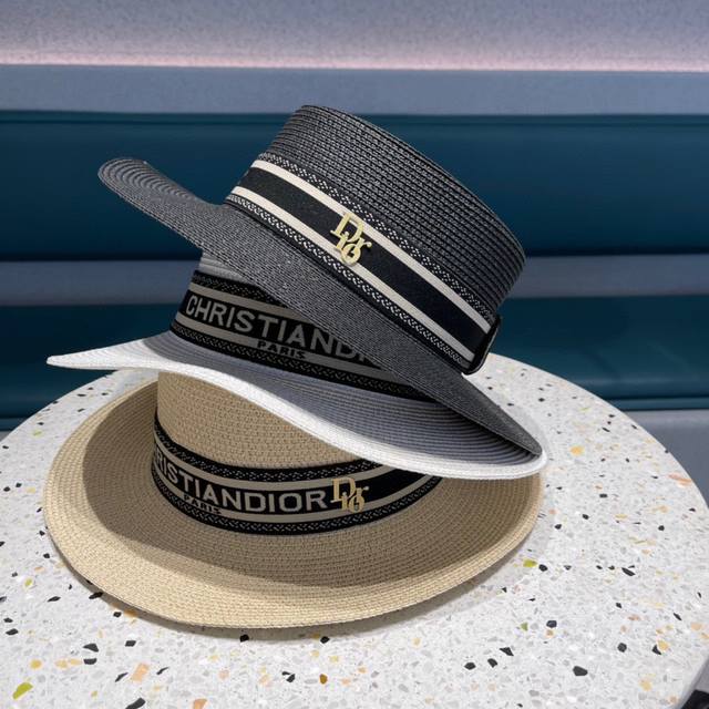 Dior迪奥 2024 爆款织带草编草帽礼帽细节控，简约大方，百搭单品～出街首选，新款帽型超美腻