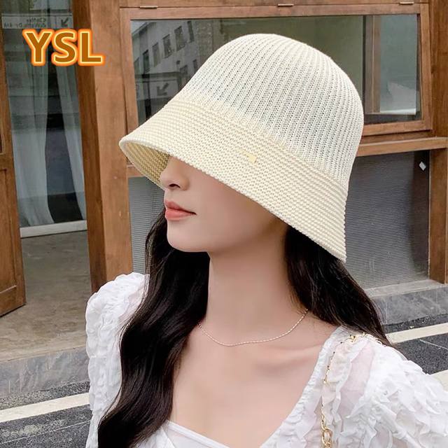 圣罗兰盆帽女士夏季薄款韩版日系时尚潮素颜遮脸遮阳透气显脸小渔夫帽子