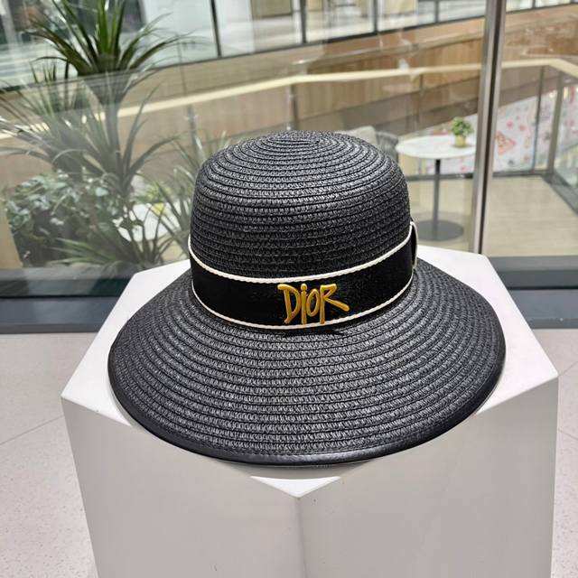 Dior迪奥包边草帽，可折叠遮阳帽，名媛气质范，多色 头围57Cm