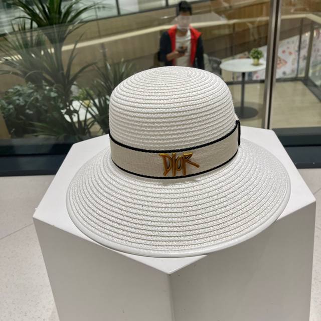 Dior迪奥包边草帽，可折叠遮阳帽，名媛气质范，多色 头围57Cm - 点击图像关闭