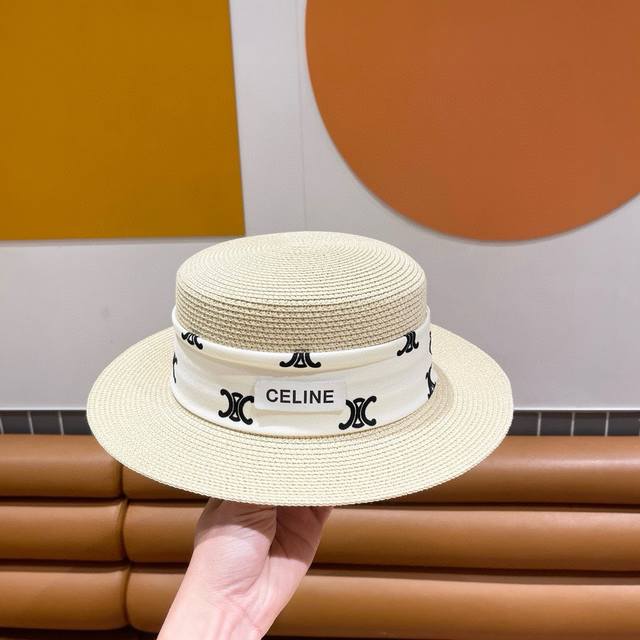 Celine赛琳 2024新款礼帽盆帽平顶草帽，出街必备超好搭配，赶紧入手！