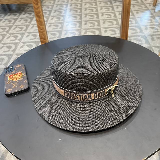 Dior迪奥 2024新款专柜织带款桶帽盆帽草帽，出街必备超好搭配，有调节绳