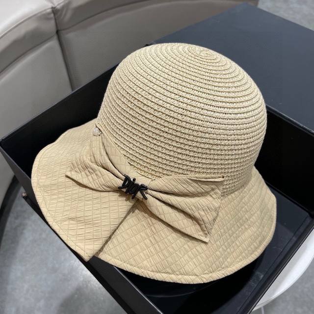 Dior 迪奥2024渔夫帽新款遮阳帽防晒防紫外线大檐镂空遮脸显脸小太阳帽夏