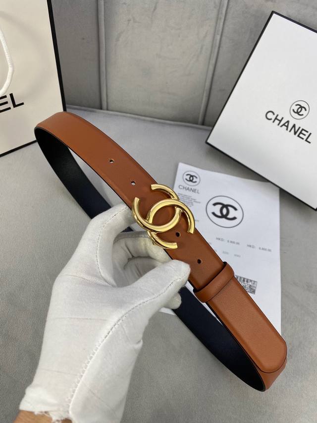 特 宽度3.0Cm Chanel 香奈儿 荔枝纹牛皮支持nfc芯片官方网站链接扫码验证、金 银 枪 色金属钢扣。