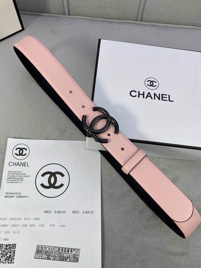 特 宽度3.0Cm Chanel 香奈儿 荔枝纹牛皮支持nfc芯片官方网站链接扫码验证、金 银 枪 色金属钢扣。