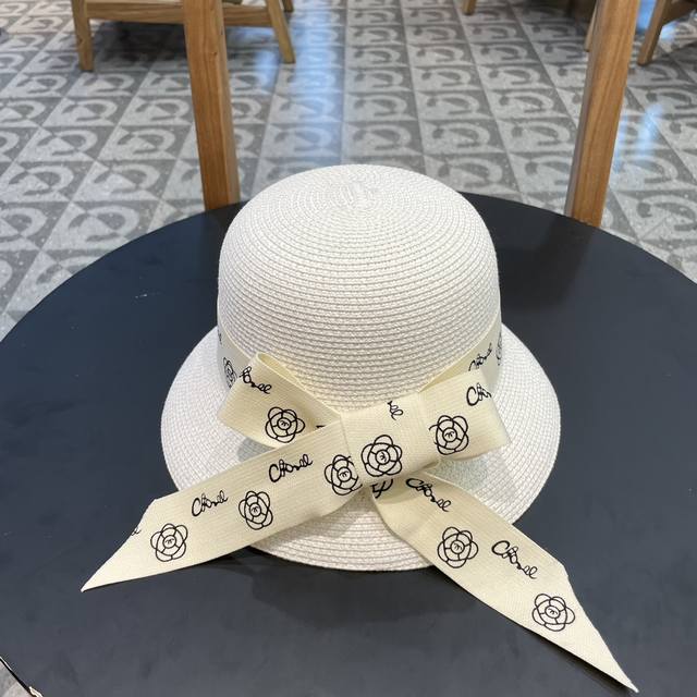 Chanel2024新款香奈儿名媛风草帽，沙滩帽，头围57Cm
