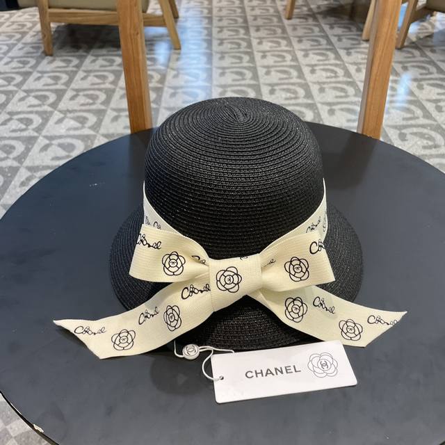 Chanel2024新款香奈儿名媛风草帽，沙滩帽，头围57Cm