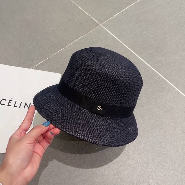 Gucci古奇新款草帽，纸本纤维草制作，高级定制，头围57Cm