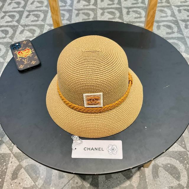 Chanel香奈儿草帽，防晒遮阳帽，头围57 - 点击图像关闭