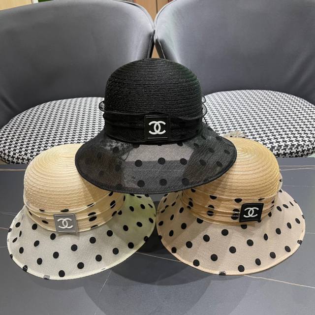 Chanel2024新款香奈儿太阳帽，遮阳沙滩帽，头围57Cm