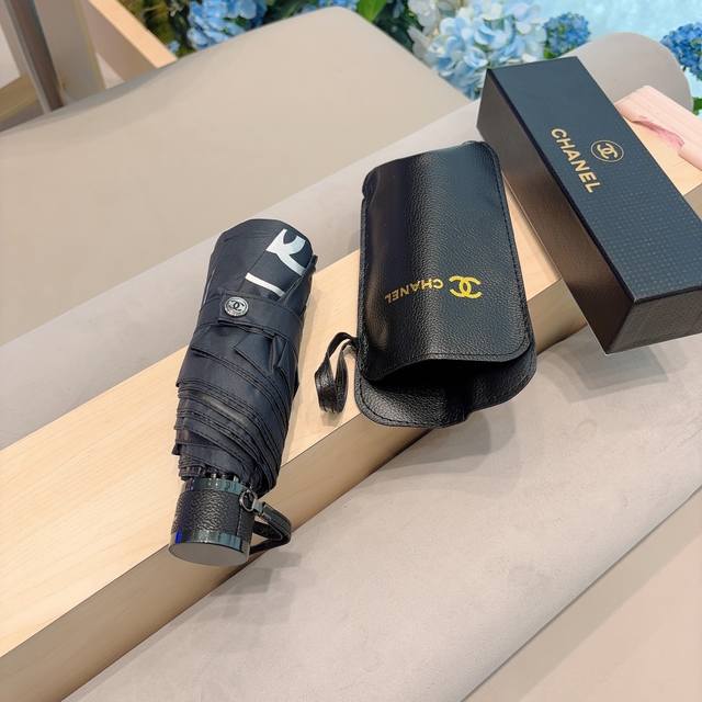 特批 Chanel 香奈儿 五折手动折叠晴雨伞 选用台湾进口uv防紫外线伞布 原单代工级品质