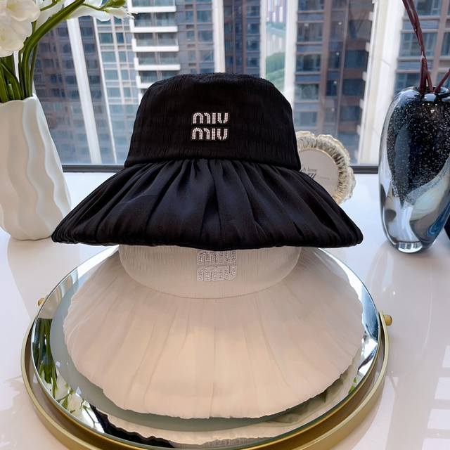 特批 Miumiu新款渔夫帽 防紫外线双层渔夫帽 高颜值雪纺防晒渔夫帽