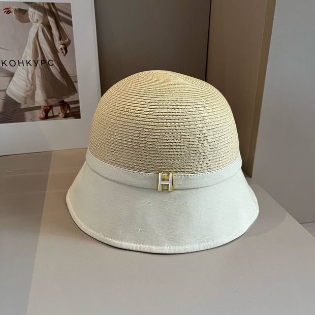 Dior迪奥新款草帽，动物纹拼接，遮阳草帽，头围57Cm