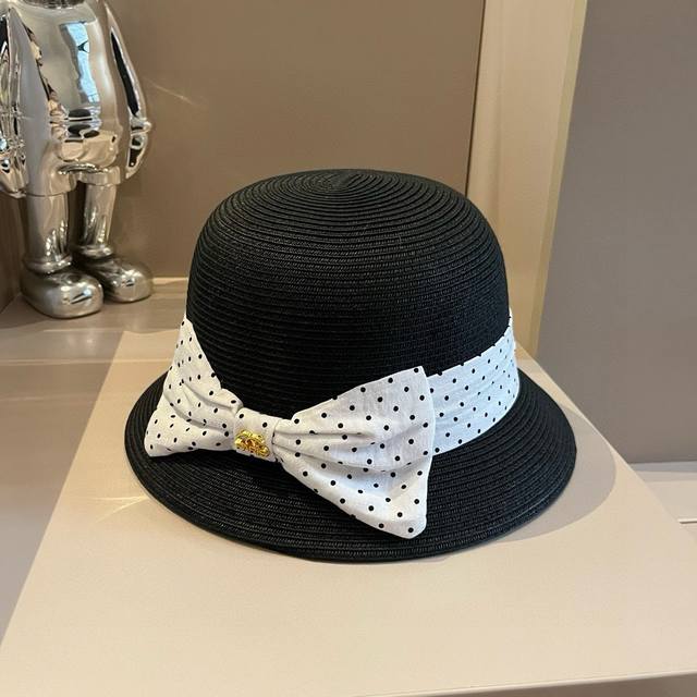 Chanel香奈儿草帽，名媛风小圆帽，高端定制，头围57Cm