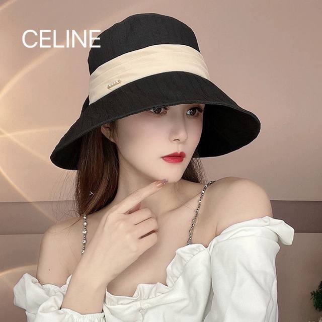 Celine赛琳渔夫帽，春夏款桶帽，头围57Cm - 点击图像关闭