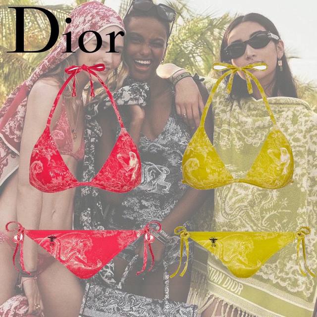 特价 Dior新款比基尼泳衣~动物印花吊带背心文胸内衣+三角裤两件套装， S.M.L Xl