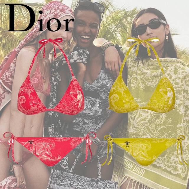 特价 Dior新款比基尼泳衣~动物印花吊带背心文胸内衣+三角裤两件套装， S.M.L Xl - 点击图像关闭