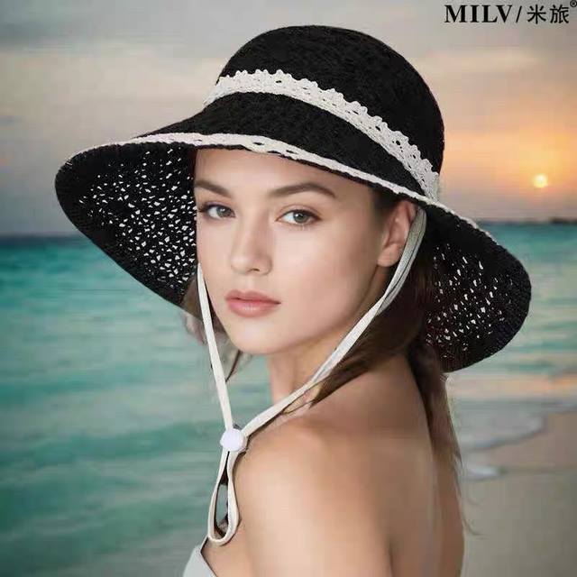 赛琳cellne蕾丝边镂空洋气海边沙滩帽，休闲时尚百搭