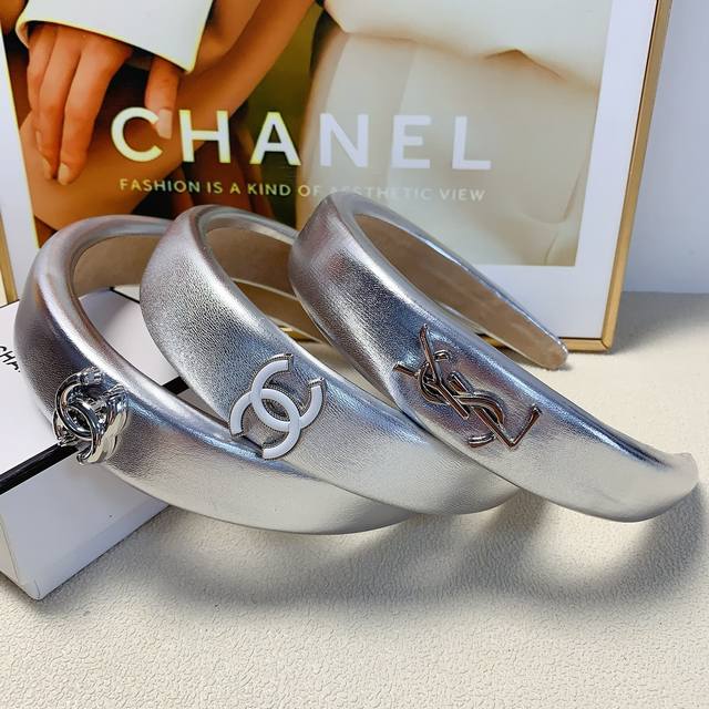 Chanel小香 Ysl圣罗兰 银色系logo发箍 气质百搭小仙女必入单品 宝藏款 闭眼入推荐款 单个