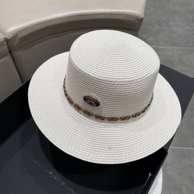 Celine赛琳草帽，流苏帽檐，太阳帽，沙滩遮阳帽，头围57Cm