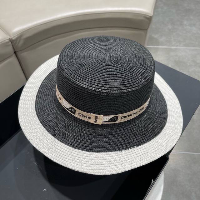 Dior迪奥草帽，年新款高级定制款草帽，进口纸草制作，头围57Cm - 点击图像关闭