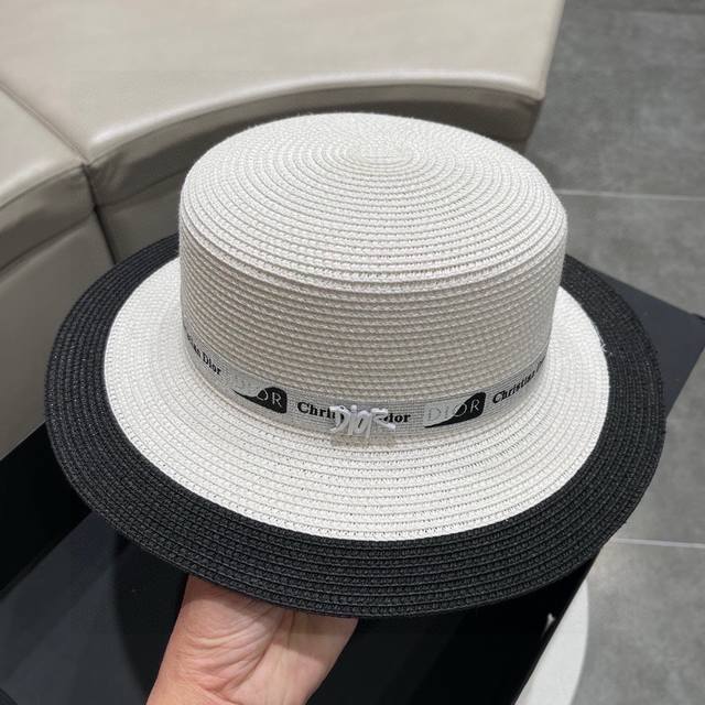 Dior迪奥草帽，年新款高级定制款草帽，进口纸草制作，头围57Cm - 点击图像关闭