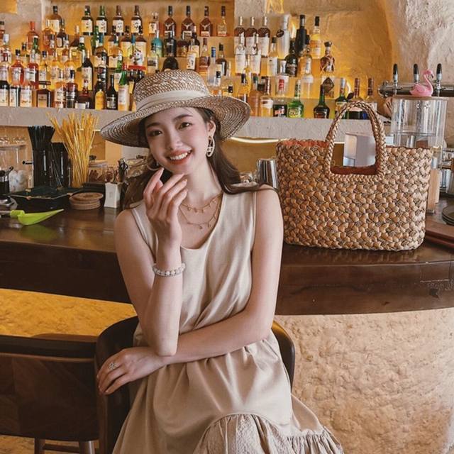 Celine赛琳 出口单~波西米亚平沿帽手工编织草帽女士夏季度假旅游遮阳帽