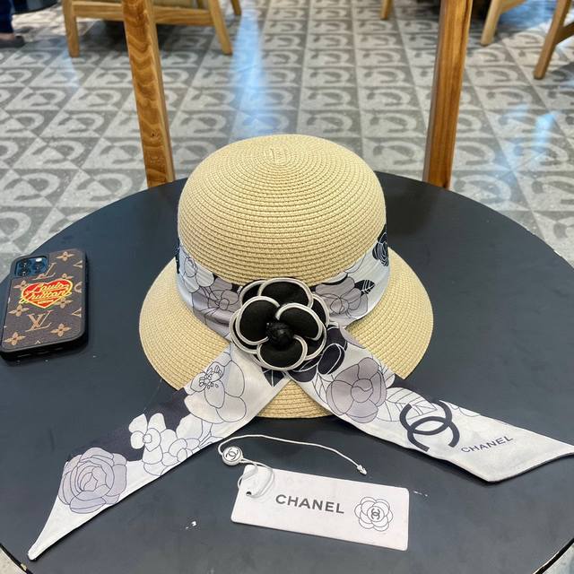 Chanel香奈儿 2024新款草编珍珠丝带款草帽细节控，简约大方，百搭单品～出街首选，新款帽型超美腻